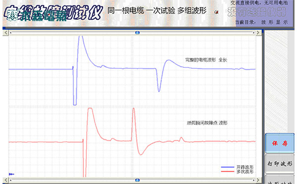 四川110kV电缆故障测试同根电缆一次试验多住波形 交叉几位故障点