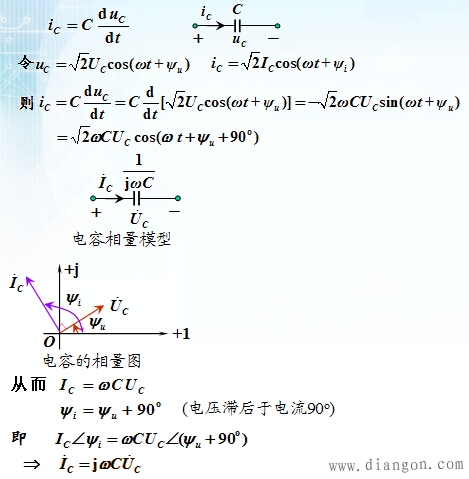 电容元件中电压与电流的相量形式